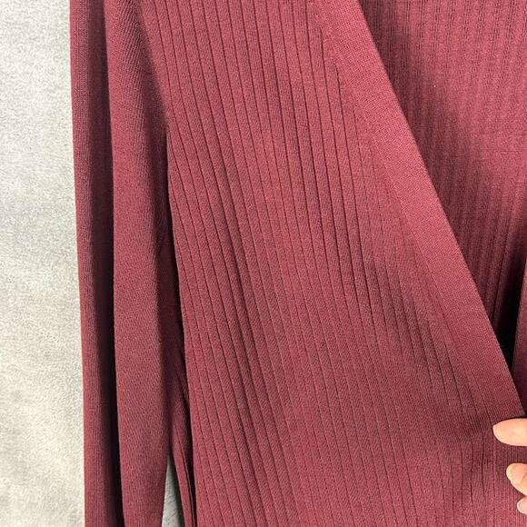 Talbots Sweater Womens 2X Burgundy Cardigan Open Ribbed Preppy Office Minimalist - Picture 4 of 14